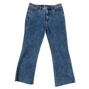 Express Women's Size 10 Cropped Flare Jeans Blue Denim High Rise 4-Way Stretch